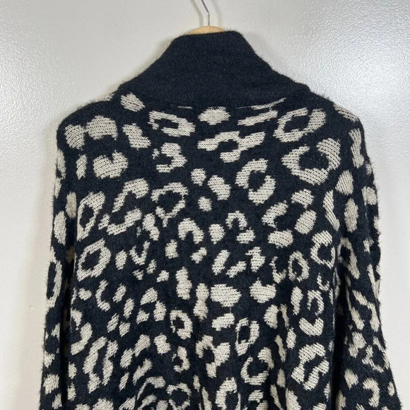 Akemi + Kin Louise Leopard Wrap Cardigan Sweater One Size Black Oversized Cozy - Picture 7 of 9